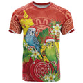 Budgerigar Australia Christmas T Shirt Budgies Golden Wattle Aboriginal Red - Aussie Hoodie