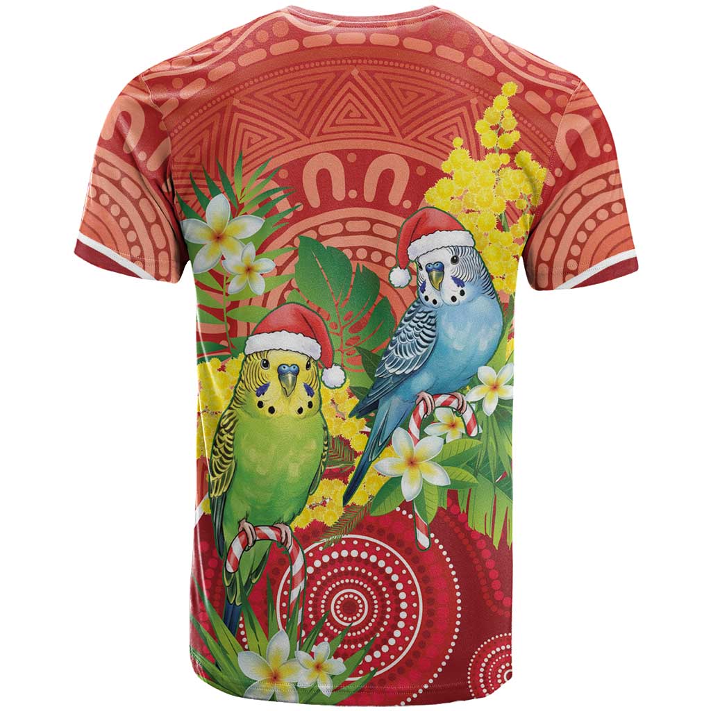 Budgerigar Australia Christmas T Shirt Budgies Golden Wattle Aboriginal Red - Aussie Hoodie