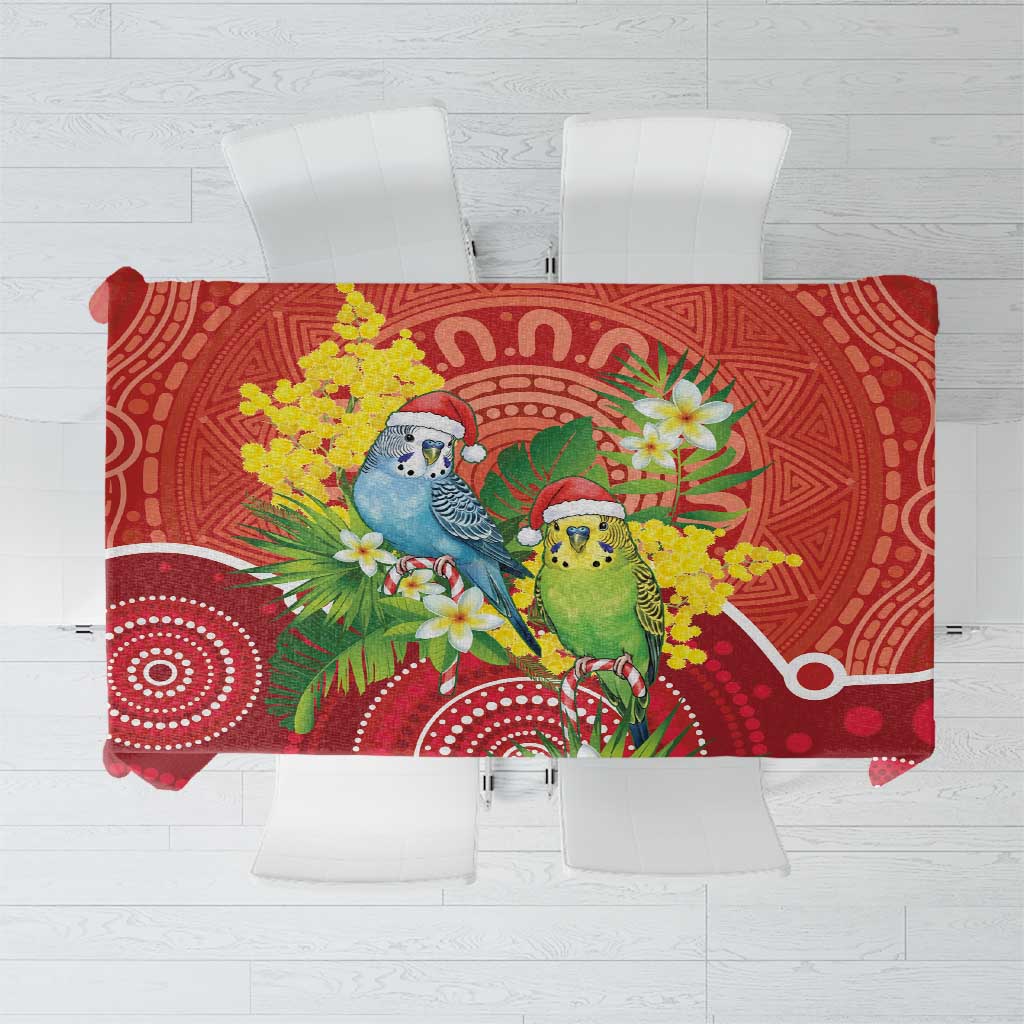 Budgerigar Australia Christmas Tablecloth Budgies Golden Wattle Aboriginal Red - Aussie Hoodie