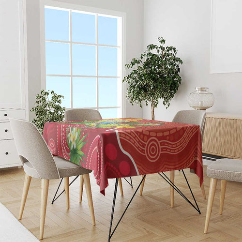 Budgerigar Australia Christmas Tablecloth Budgies Golden Wattle Aboriginal Red - Aussie Hoodie