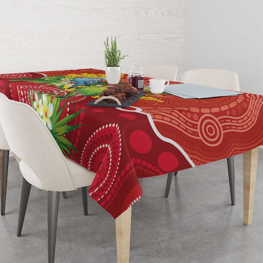 Budgerigar Australia Christmas Tablecloth Budgies Golden Wattle Aboriginal Red - Aussie Hoodie