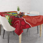 Budgerigar Australia Christmas Tablecloth Budgies Golden Wattle Aboriginal Red - Aussie Hoodie