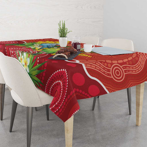 Budgerigar Australia Christmas Tablecloth Budgies Golden Wattle Aboriginal Red - Aussie Hoodie