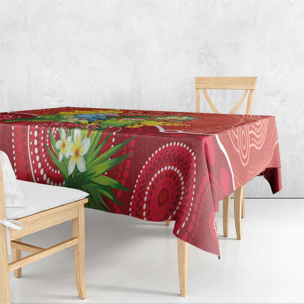 Budgerigar Australia Christmas Tablecloth Budgies Golden Wattle Aboriginal Red - Aussie Hoodie