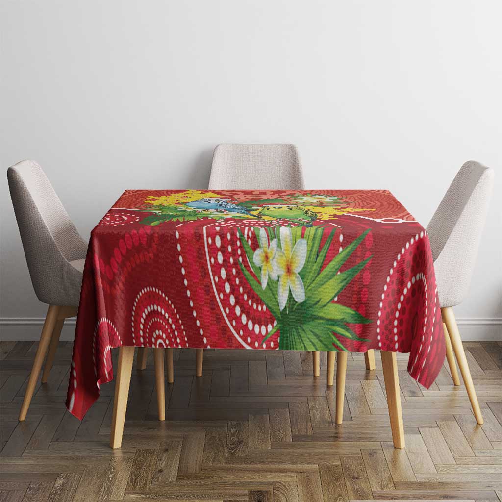 Budgerigar Australia Christmas Tablecloth Budgies Golden Wattle Aboriginal Red - Aussie Hoodie