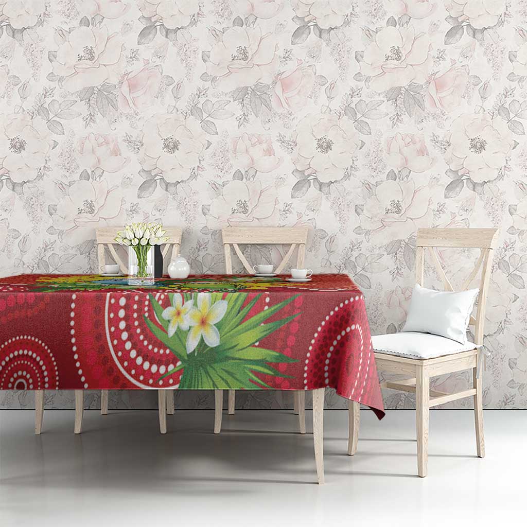 Budgerigar Australia Christmas Tablecloth Budgies Golden Wattle Aboriginal Red - Aussie Hoodie