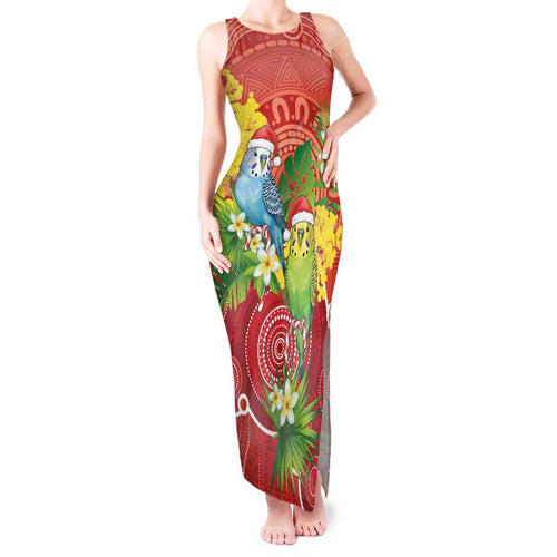 Budgerigar Australia Christmas Tank Maxi Dress Budgies Golden Wattle Aboriginal Red - Aussie Hoodie