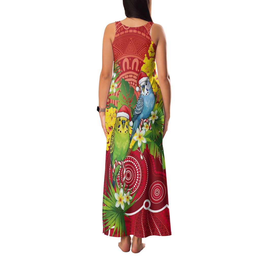Budgerigar Australia Christmas Tank Maxi Dress Budgies Golden Wattle Aboriginal Red - Aussie Hoodie