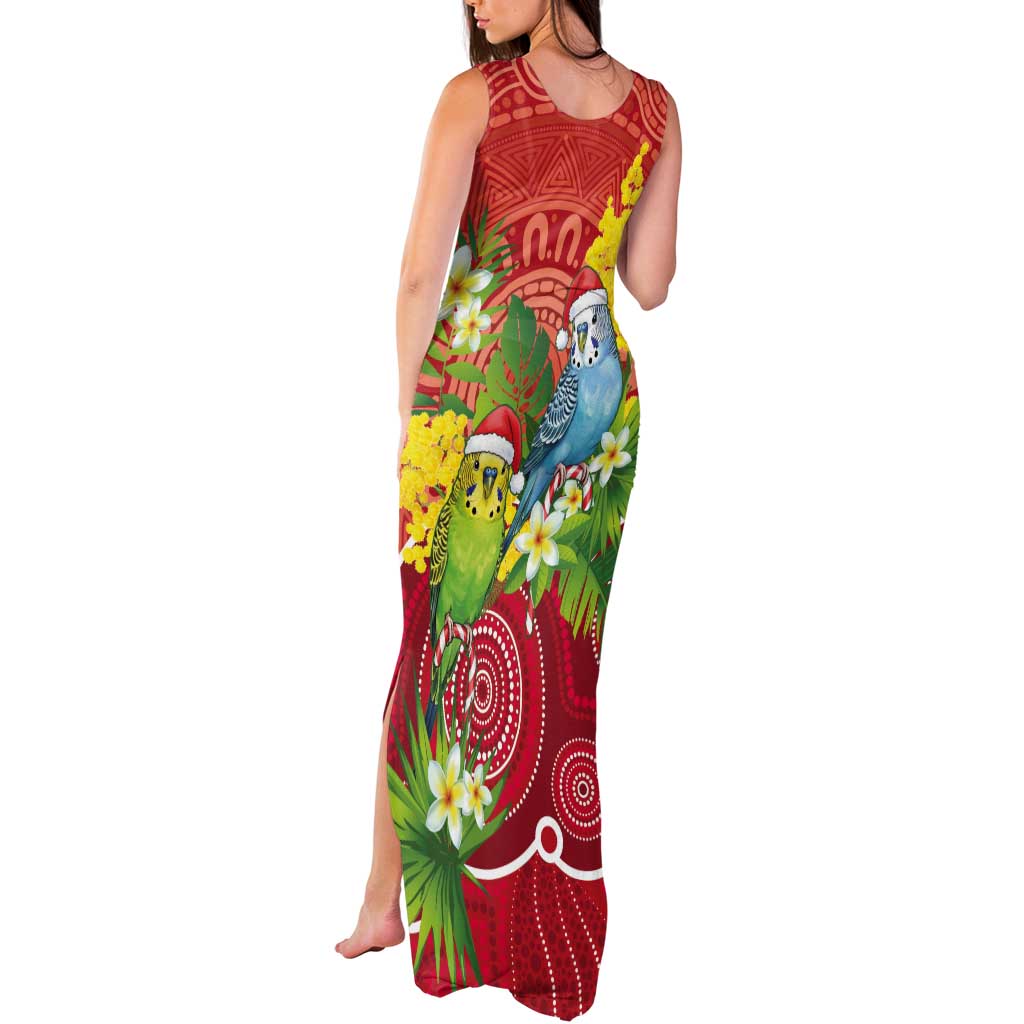 Budgerigar Australia Christmas Tank Maxi Dress Budgies Golden Wattle Aboriginal Red - Aussie Hoodie