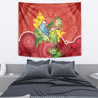 Budgerigar Australia Christmas Tapestry Budgies Golden Wattle Aboriginal Red - Aussie Hoodie