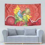 Budgerigar Australia Christmas Tapestry Budgies Golden Wattle Aboriginal Red - Aussie Hoodie