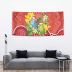 Budgerigar Australia Christmas Tapestry Budgies Golden Wattle Aboriginal Red - Aussie Hoodie