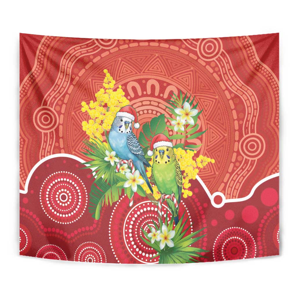 Budgerigar Australia Christmas Tapestry Budgies Golden Wattle Aboriginal Red - Aussie Hoodie