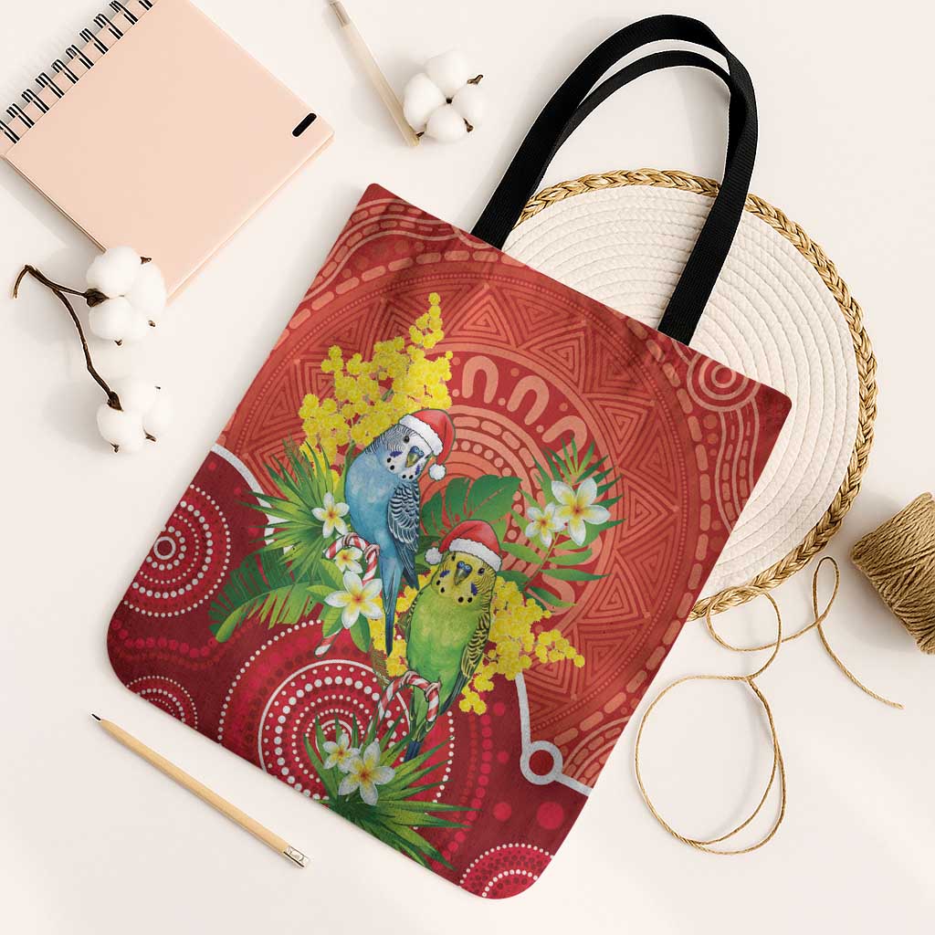 Budgerigar Australia Christmas Tote Bag Budgies Golden Wattle Aboriginal Red - Aussie Hoodie