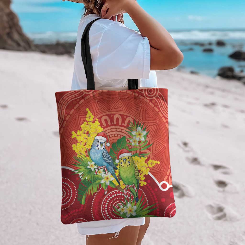 Budgerigar Australia Christmas Tote Bag Budgies Golden Wattle Aboriginal Red - Aussie Hoodie