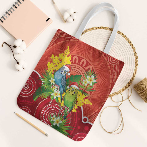Budgerigar Australia Christmas Tote Bag Budgies Golden Wattle Aboriginal Red - Aussie Hoodie