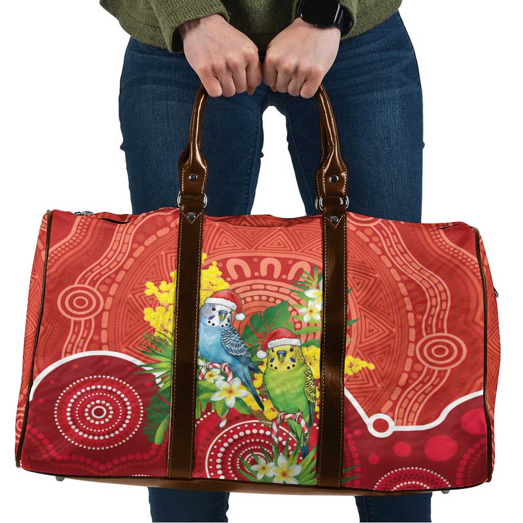Budgerigar Australia Christmas Travel Bag Budgies Golden Wattle Aboriginal Red - Aussie Hoodie