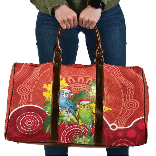 Budgerigar Australia Christmas Travel Bag Budgies Golden Wattle Aboriginal Red - Aussie Hoodie