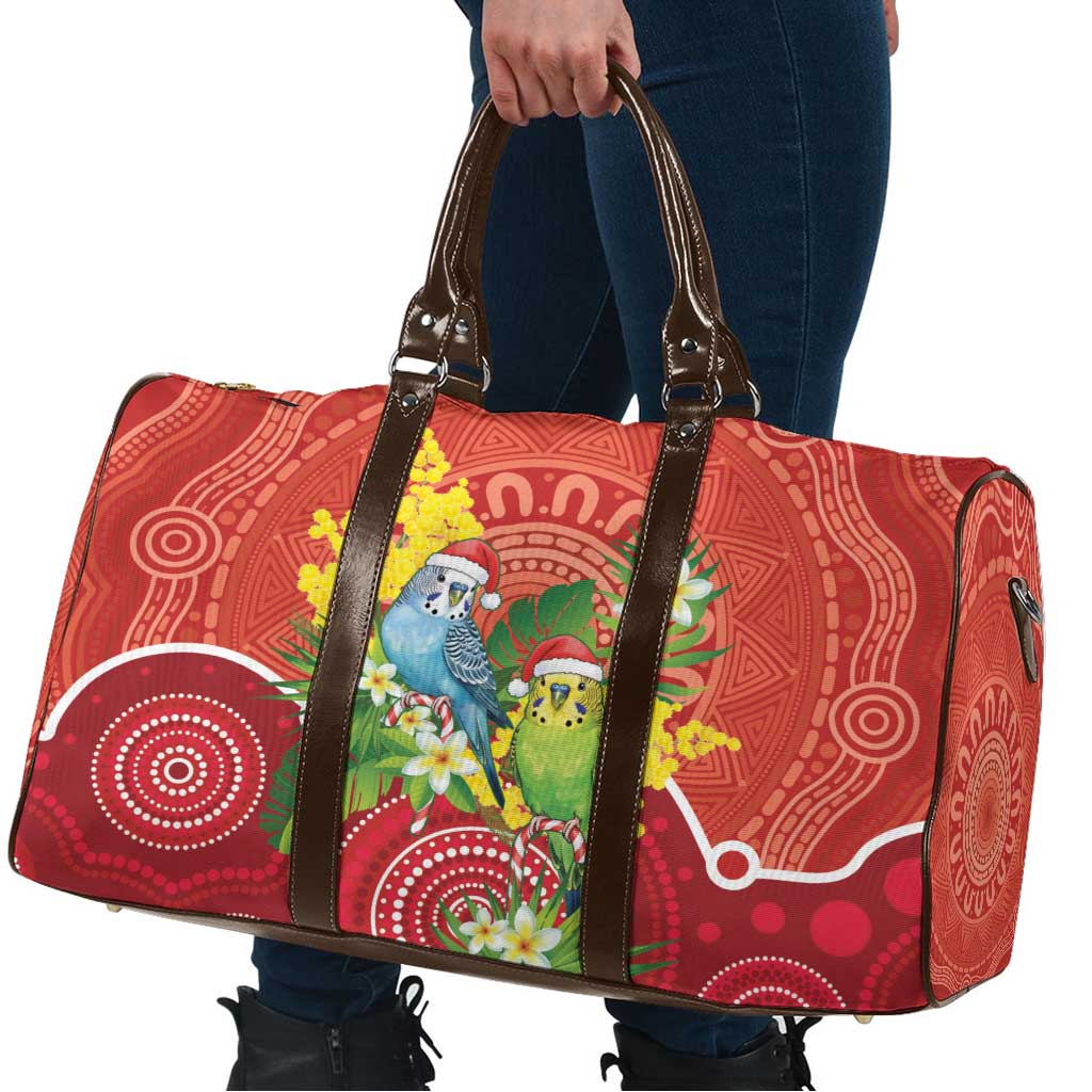 Budgerigar Australia Christmas Travel Bag Budgies Golden Wattle Aboriginal Red - Aussie Hoodie