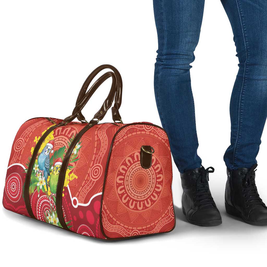 Budgerigar Australia Christmas Travel Bag Budgies Golden Wattle Aboriginal Red - Aussie Hoodie