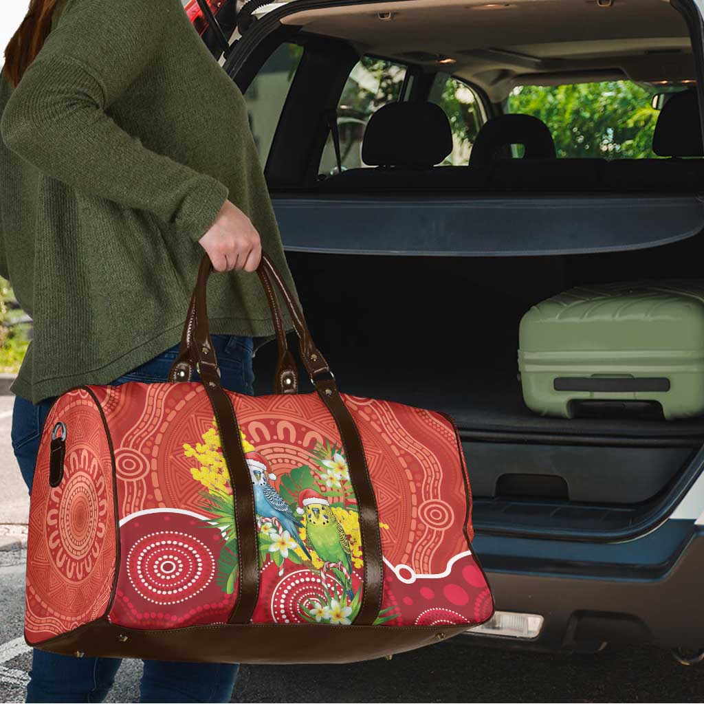 Budgerigar Australia Christmas Travel Bag Budgies Golden Wattle Aboriginal Red - Aussie Hoodie