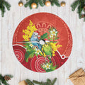 Budgerigar Australia Christmas Tree Skirt Budgies Golden Wattle Aboriginal Red - Aussie Hoodie
