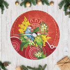 Budgerigar Australia Christmas Tree Skirt Budgies Golden Wattle Aboriginal Red - Aussie Hoodie