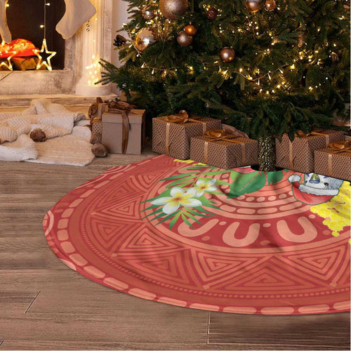 Budgerigar Australia Christmas Tree Skirt Budgies Golden Wattle Aboriginal Red - Aussie Hoodie