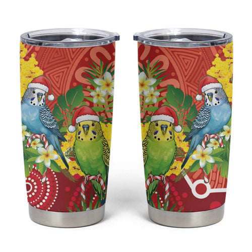 Budgerigar Australia Christmas Tumbler Cup Budgies Golden Wattle Aboriginal Red - Aussie Hoodie