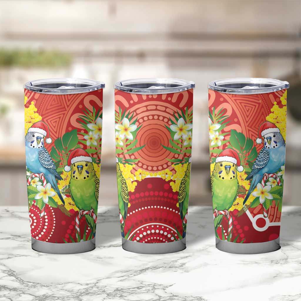 Budgerigar Australia Christmas Tumbler Cup Budgies Golden Wattle Aboriginal Red - Aussie Hoodie