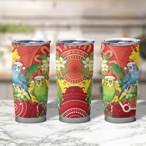 Budgerigar Australia Christmas Tumbler Cup Budgies Golden Wattle Aboriginal Red - Aussie Hoodie