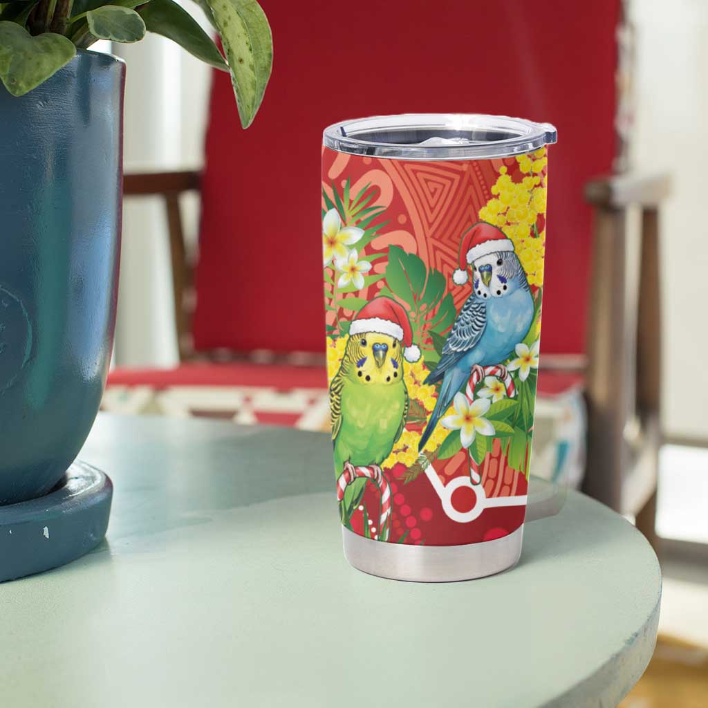Budgerigar Australia Christmas Tumbler Cup Budgies Golden Wattle Aboriginal Red - Aussie Hoodie