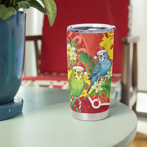 Budgerigar Australia Christmas Tumbler Cup Budgies Golden Wattle Aboriginal Red - Aussie Hoodie