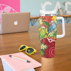 Budgerigar Australia Christmas Tumbler With Handle Budgies Golden Wattle Aboriginal Red - Aussie Hoodie