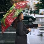 Budgerigar Australia Christmas Umbrella Budgies Golden Wattle Aboriginal Red - Aussie Hoodie