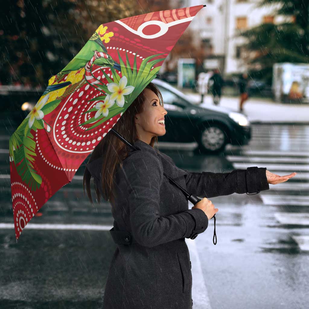 Budgerigar Australia Christmas Umbrella Budgies Golden Wattle Aboriginal Red - Aussie Hoodie