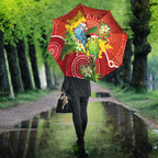 Budgerigar Australia Christmas Umbrella Budgies Golden Wattle Aboriginal Red - Aussie Hoodie