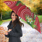 Budgerigar Australia Christmas Umbrella Budgies Golden Wattle Aboriginal Red - Aussie Hoodie