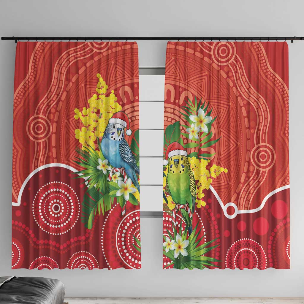 Budgerigar Australia Christmas Window Curtain Budgies Golden Wattle Aboriginal Red - Aussie Hoodie