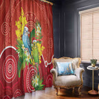 Budgerigar Australia Christmas Window Curtain Budgies Golden Wattle Aboriginal Red - Aussie Hoodie