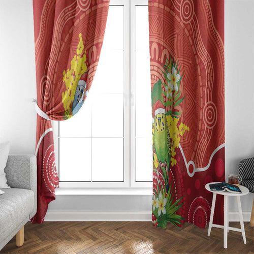 Budgerigar Australia Christmas Window Curtain Budgies Golden Wattle Aboriginal Red - Aussie Hoodie