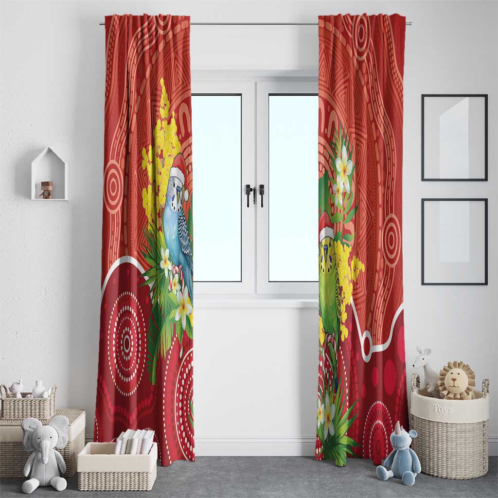 Budgerigar Australia Christmas Window Curtain Budgies Golden Wattle Aboriginal Red - Aussie Hoodie