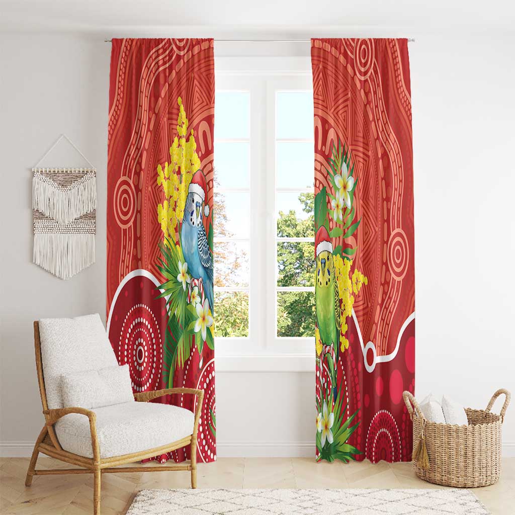 Budgerigar Australia Christmas Window Curtain Budgies Golden Wattle Aboriginal Red - Aussie Hoodie