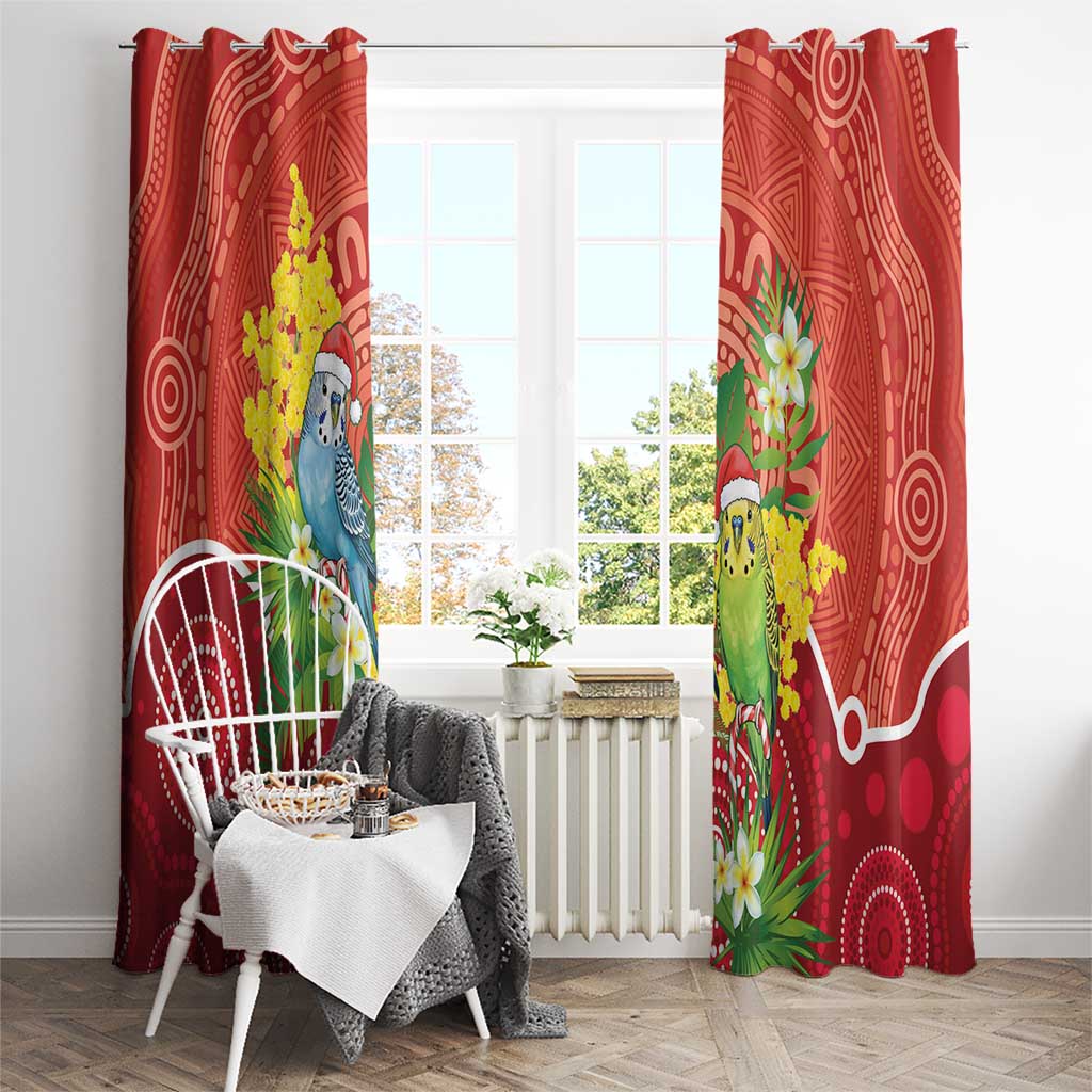 Budgerigar Australia Christmas Window Curtain Budgies Golden Wattle Aboriginal Red - Aussie Hoodie