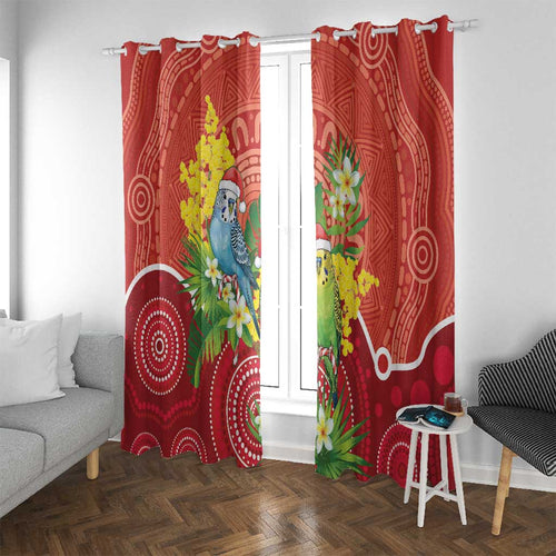Budgerigar Australia Christmas Window Curtain Budgies Golden Wattle Aboriginal Red - Aussie Hoodie