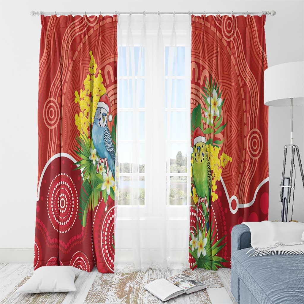 Budgerigar Australia Christmas Window Curtain Budgies Golden Wattle Aboriginal Red - Aussie Hoodie