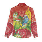 Budgerigar Australia Christmas Women Casual Shirt Budgies Golden Wattle Aboriginal Red - Aussie Hoodie