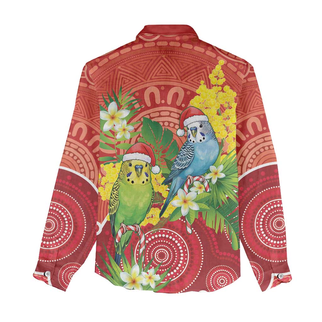 Budgerigar Australia Christmas Women Casual Shirt Budgies Golden Wattle Aboriginal Red - Aussie Hoodie