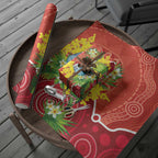 Budgerigar Australia Christmas Wrapping Paper Budgies Golden Wattle Aboriginal Red - Aussie Hoodie
