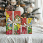 Budgerigar Australia Christmas Wrapping Paper Budgies Golden Wattle Aboriginal Red - Aussie Hoodie